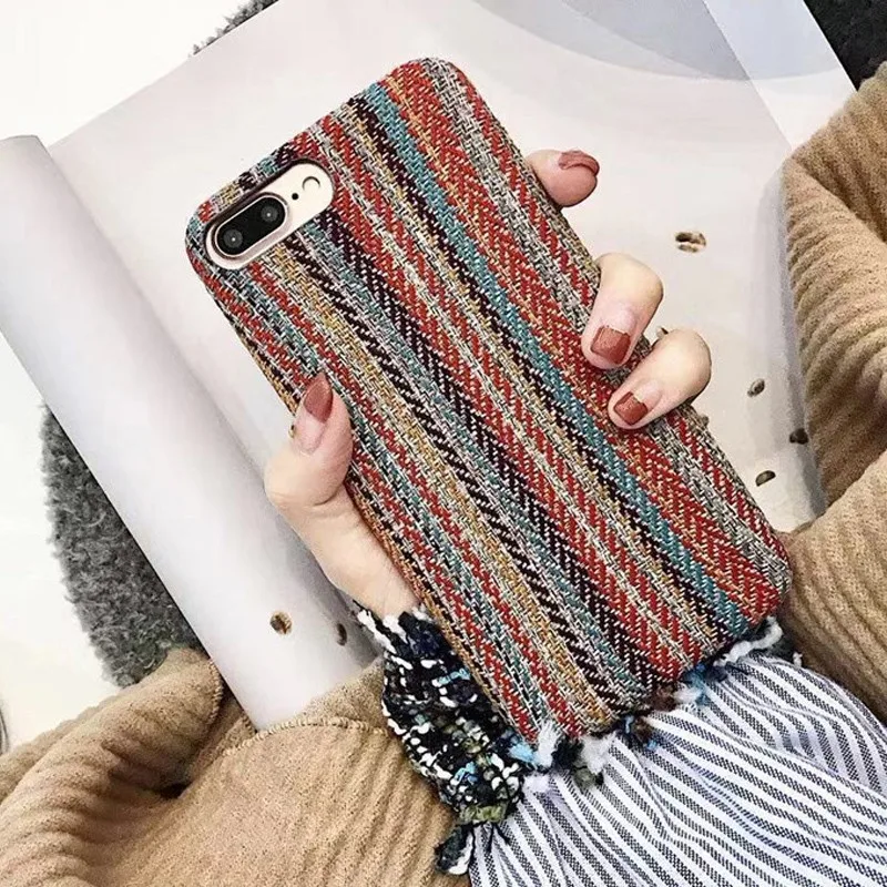 1 Orange Тканевый чехол для телефона в богемном стиле для iPhone 10 X XS 8 7 7plus 8plus Мягкий Национальный чехол для iPhone 6 6S Plus XS Чехлы для MAX XR Coque - Цвет: 1 Orange