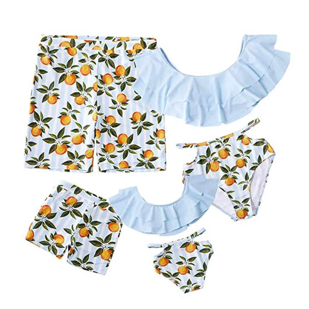 Одинаковая одежда для всей семьи Мама и я маленьких девочек детский купальный