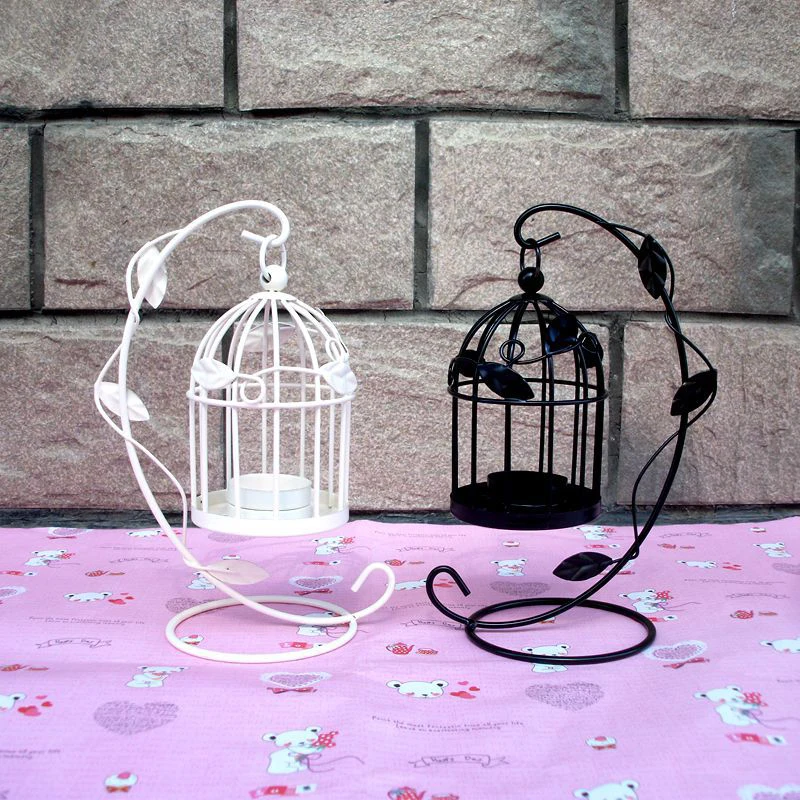 Candle Holder Iron Wedding Bird Cage White Black  New Year Handing Home Decoration 2017 New Arrived