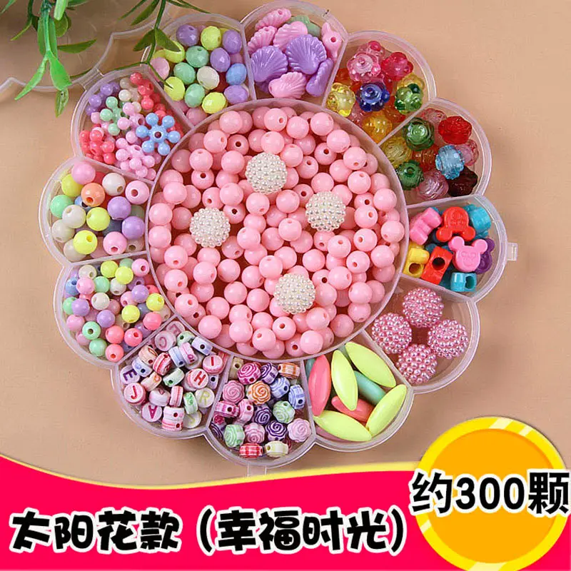 BB77 happy time Diy Beads Toys for Kids Children Handmade Necklaces Bracelets Beads Jewelry Making Kit Set Kids Educational Toys Girls Gift - Цвет: BB77 happy time