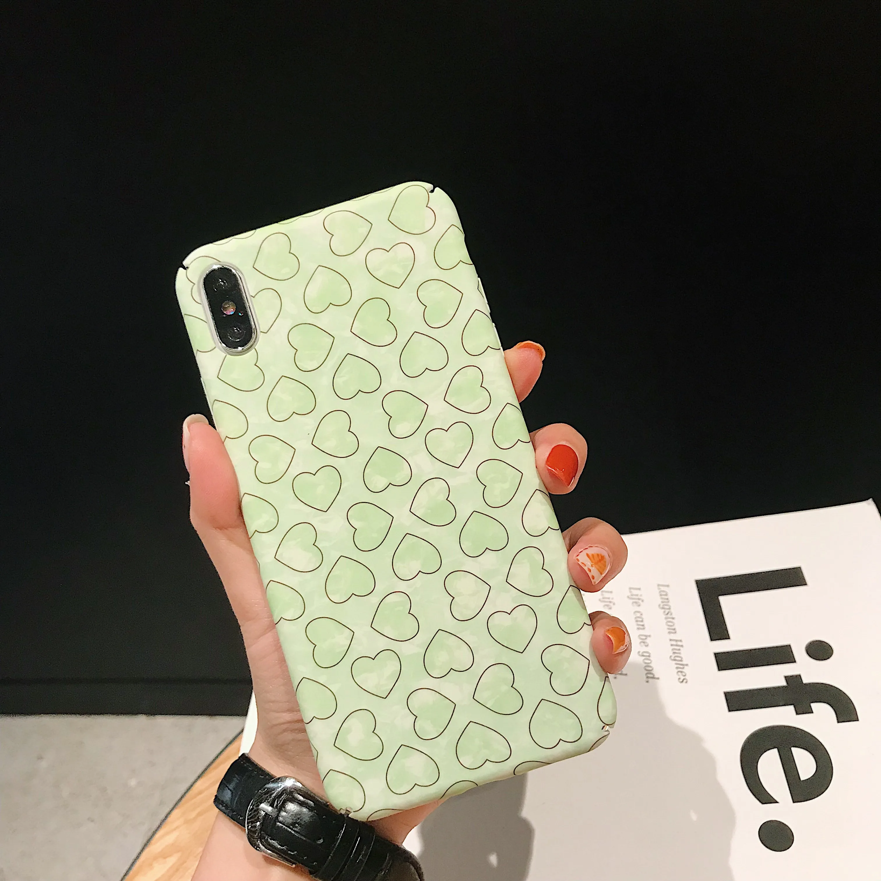 PEIPENG милый чехол для телефона с сердечком iphone 6 6S 7 8 Plus X XR XS MAX ультратонкий жесткий
