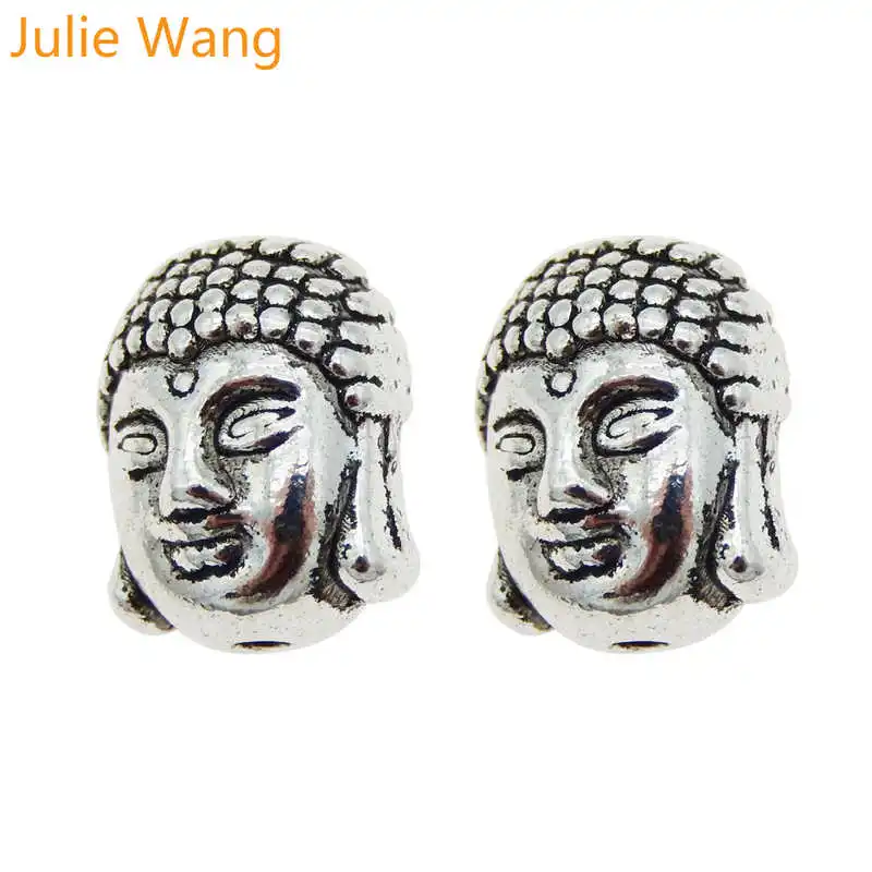 Бусины для головы Будды Julie Wang 5/10/20 шт сплав античный серебряный цвет бусины