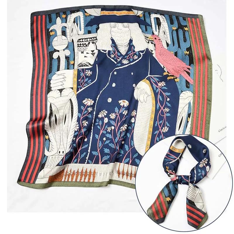 

Для женщин квадратный атласные шелковые шарфы шали для Женская шикарная печать Для женщин волосы головы сумка с шарфом ремень шейный шарф ж...