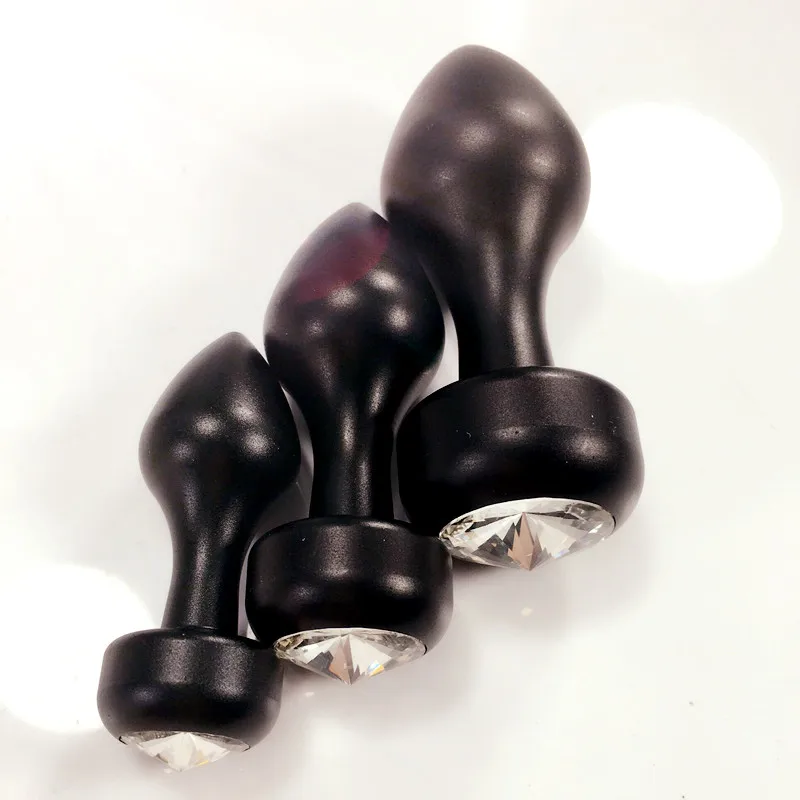 3 size as 1 set New black Crystal bullet shape metal anal plug Jewelry butt insert stopper sex toys for men women | Красота и