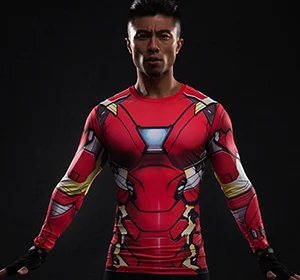 Ironman Рождественский Капитан Америка, зимний солдат, Мстители 3, компрессионная футболка, Мужская футболка с длинным рукавом для фитнеса, Мужская одежда, топы - Цвет: Ironman