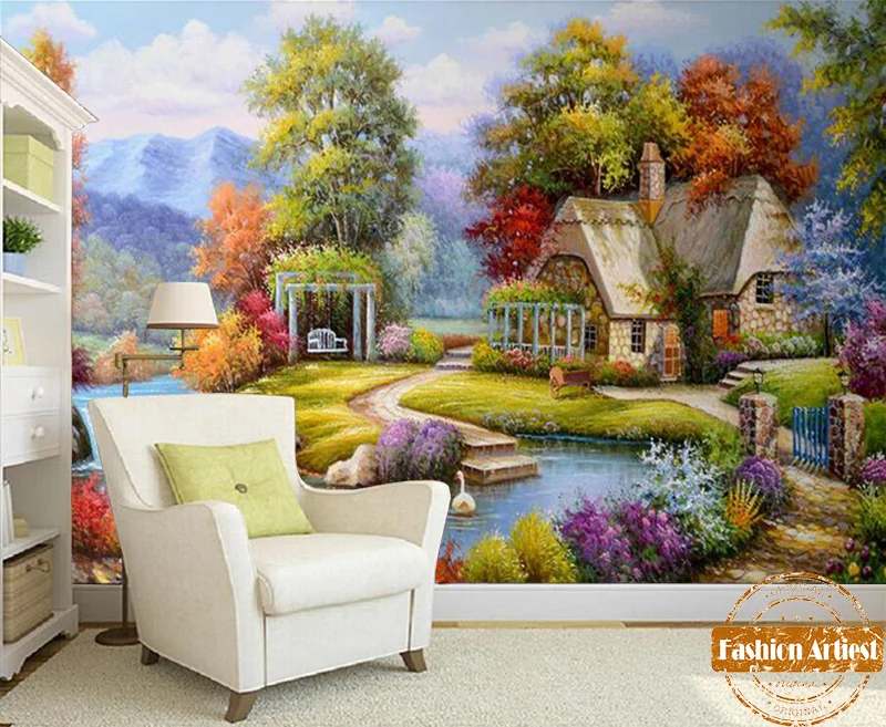 Пользовательские мультфильм детей Лебедь в реке обои росписи Сказочный Дом