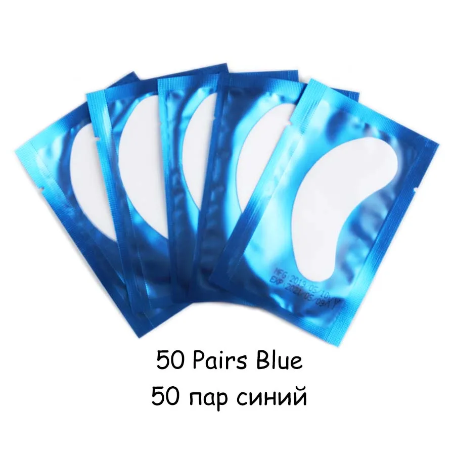 50pairs Blue 50/100 пар подушечек под глаза увлажняющие наклейки на кончики глаз обертывания подушечки для ухода за глазами бумажные накладки под глазные гель-патчи для наращивания ресниц - Цвет: 50pairs Blue