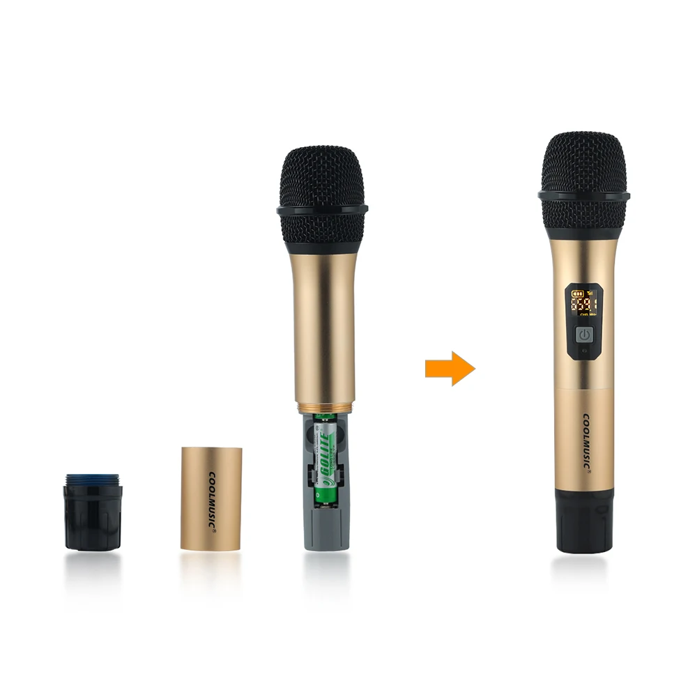 COOLMUSIC UHF микрофоны 10 каналов Беспроводная микрофонная система ручной микрофон с