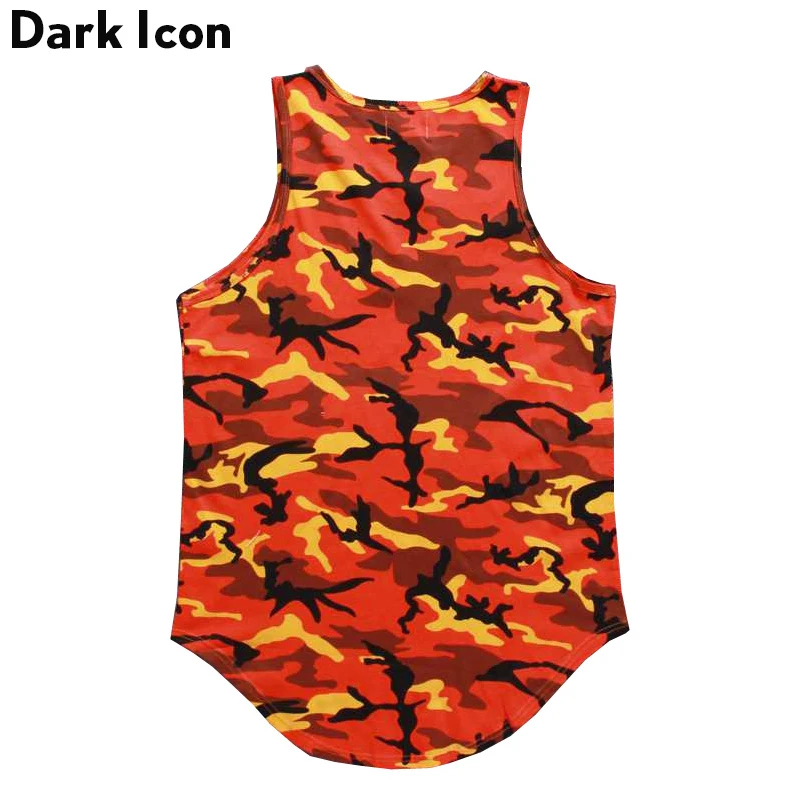 Темно-синяя камуфляжная Удлиненная майка в стиле хип-хоп для мужчин и женщин