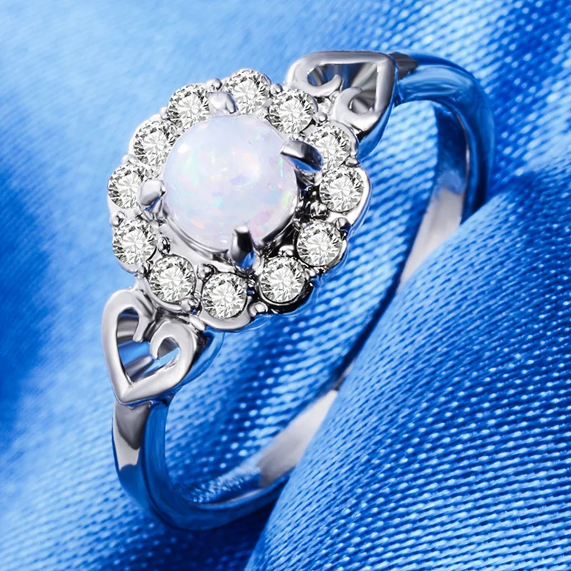 Новые модные женские туфли Кольца Jewelry Роскошные Bling Сердце Каменное сердце