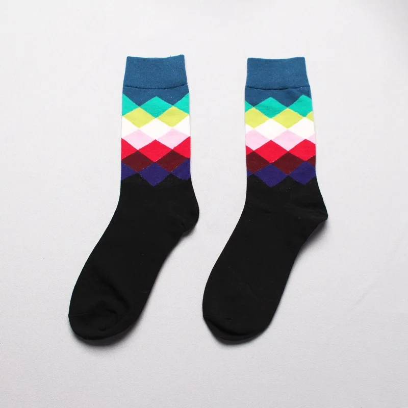 argyle socks Новое поступление, высококачественные мужские носки из чесаного хлопка в горошек, Цветные фирменные дизайнерские Повседневные носки, новое Деловое платье - Цвет: argyle socks