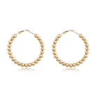 Женские серьги-кольца, большие серьги золотого и серебряного цвета с круглыми бусинами в Европейском стиле, 1 пара, E77-1