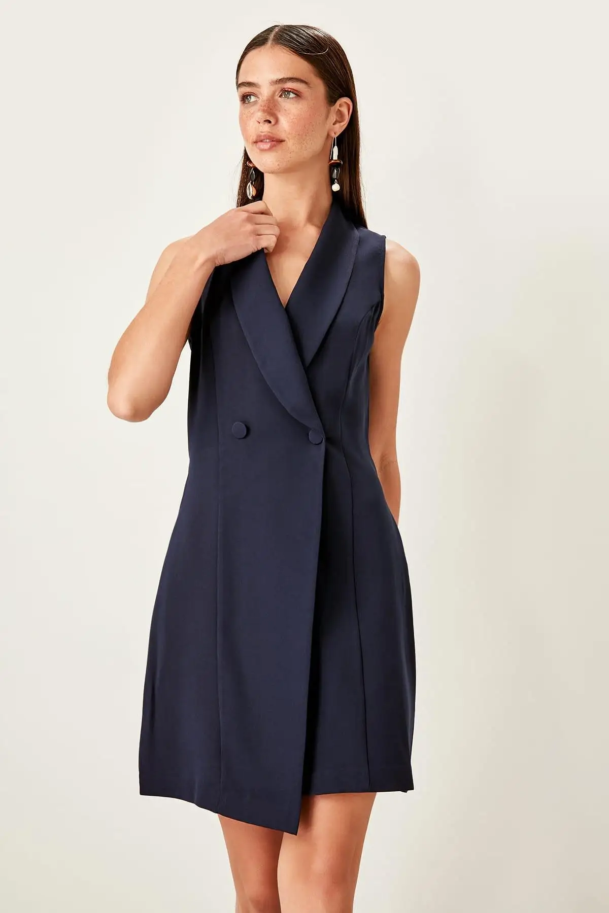 Темно-синее платье-жилет TWOSS19EL0077 | Женская одежда