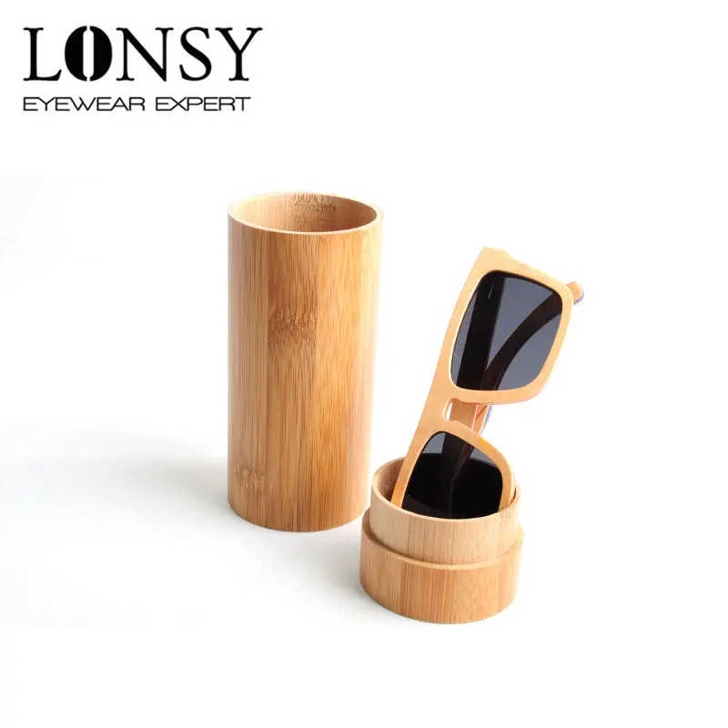 LONSY модные круглые бамбуковые очки ручной работы 100/% футляр для очков из бамбука