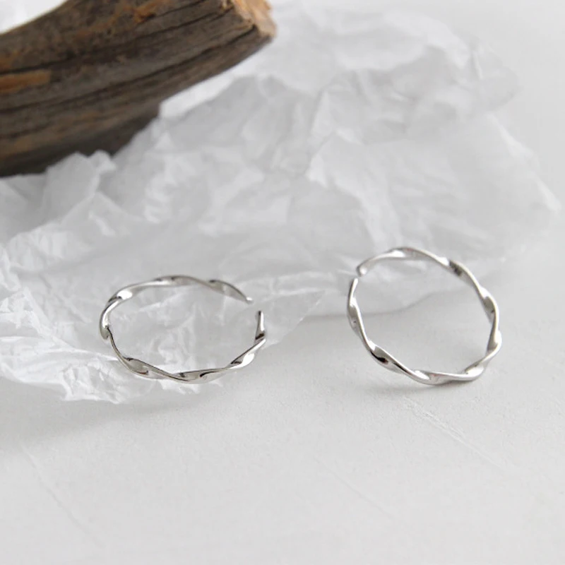 jzsm1101-WhiteGold Чистое 925 пробы Серебряное кольцо, модное простое волнистое кольцо, тонкое геометрическое кольцо на палец для женщин, ювелирное изделие, не вызывает аллергии - Цвет основного камня: jzsm1101-WhiteGold