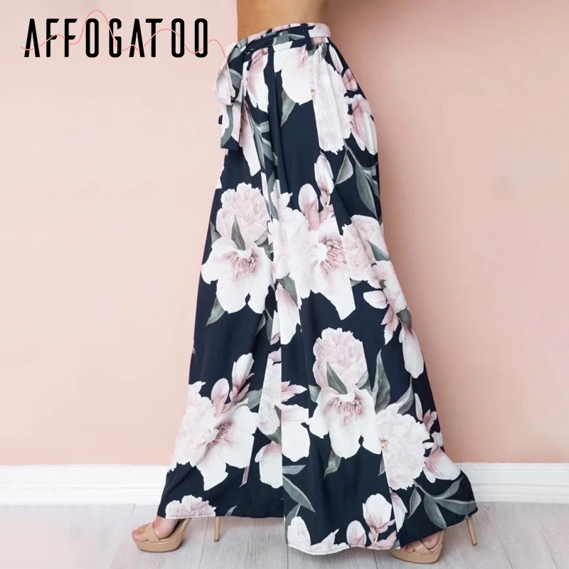 Брюки Affogatoo женские с цветочным принтом свободные повседневные эластичные штаны