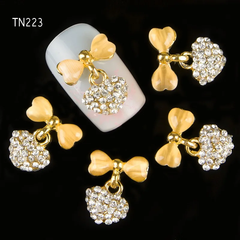 10 шт. 3D Золотой бант блестящее Ювелирное Украшение украшения для ногтей из страз