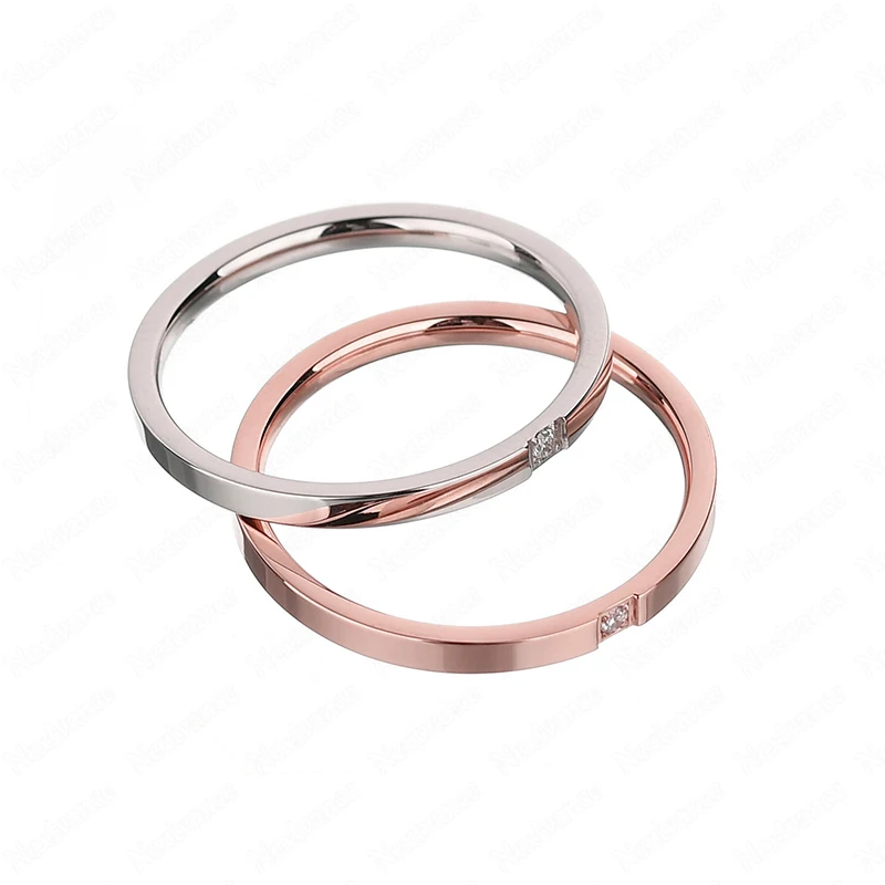 Женское кольцо с камнем Nextvance из титановой стали цвета розового золота простым