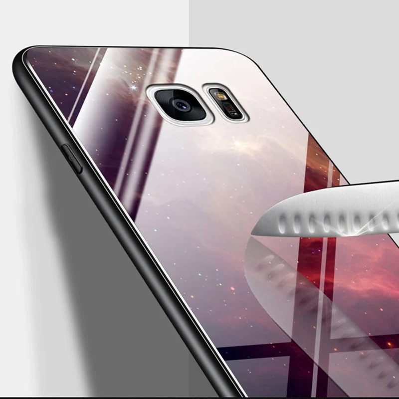 Чехол для Samsung Galaxy S7 чехол с закаленным стеклом и мягким краем 5 1 дюйма S 7