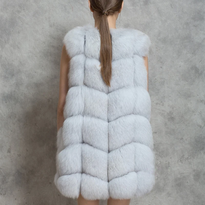 2019 Autumn And Winter New Whole Leather Fox Fur Grass Vest Vest In The Long Paragraph Slim Women'S Jacket New Square  Vest