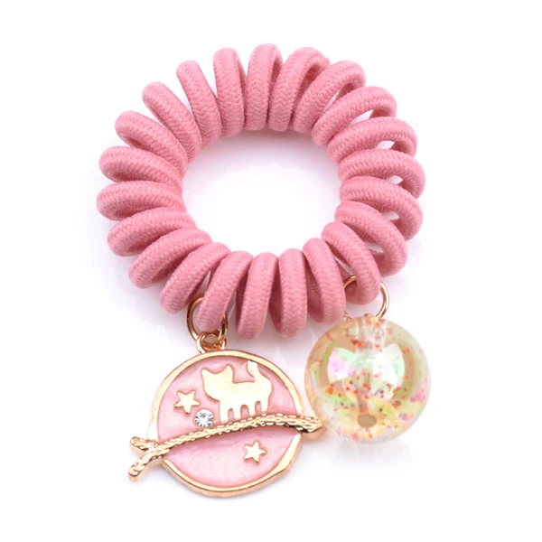 Pink Сплошной цвет телефонный провод эластичность Резиновая лента кошка звезда эластичные повязки для волос, резинка для женщин повязки для волос резинка - Цвет: Pink