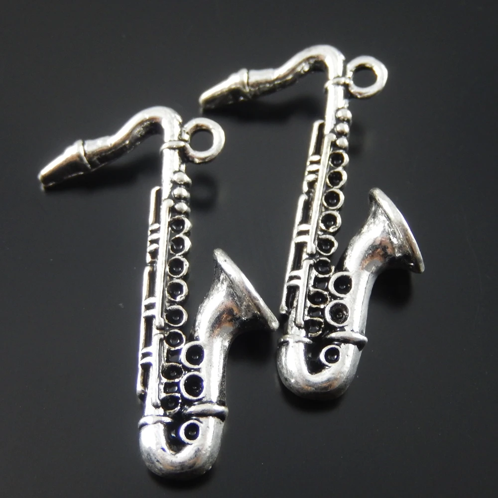 20 шт./лот модное музыкальное ожерелье Sax подвеска хит продаж винтажные Серебряные