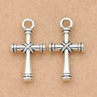 10pcs tibetan silver plated cross charms pendants necklace bracelet accessories jewelry findings 21x11mm