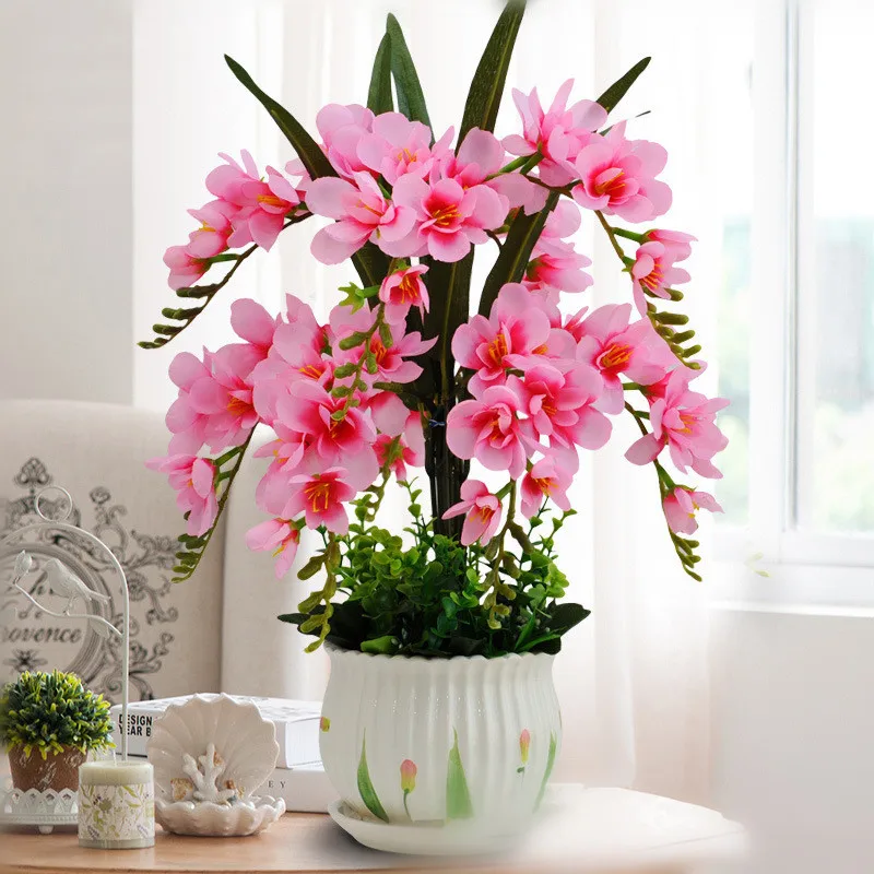I Цветы искуственные künstliche blumen fleurs artificielles Нежный Phalaenopsis искусственные цветы в горшке искусственный букет цветов горшки - Цвет: I