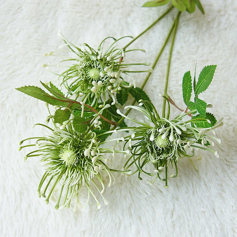 Green 70 см искусственный цветок, одна ветка, пластик, 3 головы, ветровое колесо, цветок, украшение дома, искусственный цветок для свадьбы, невесты, держащий цветок - Цвет: Green