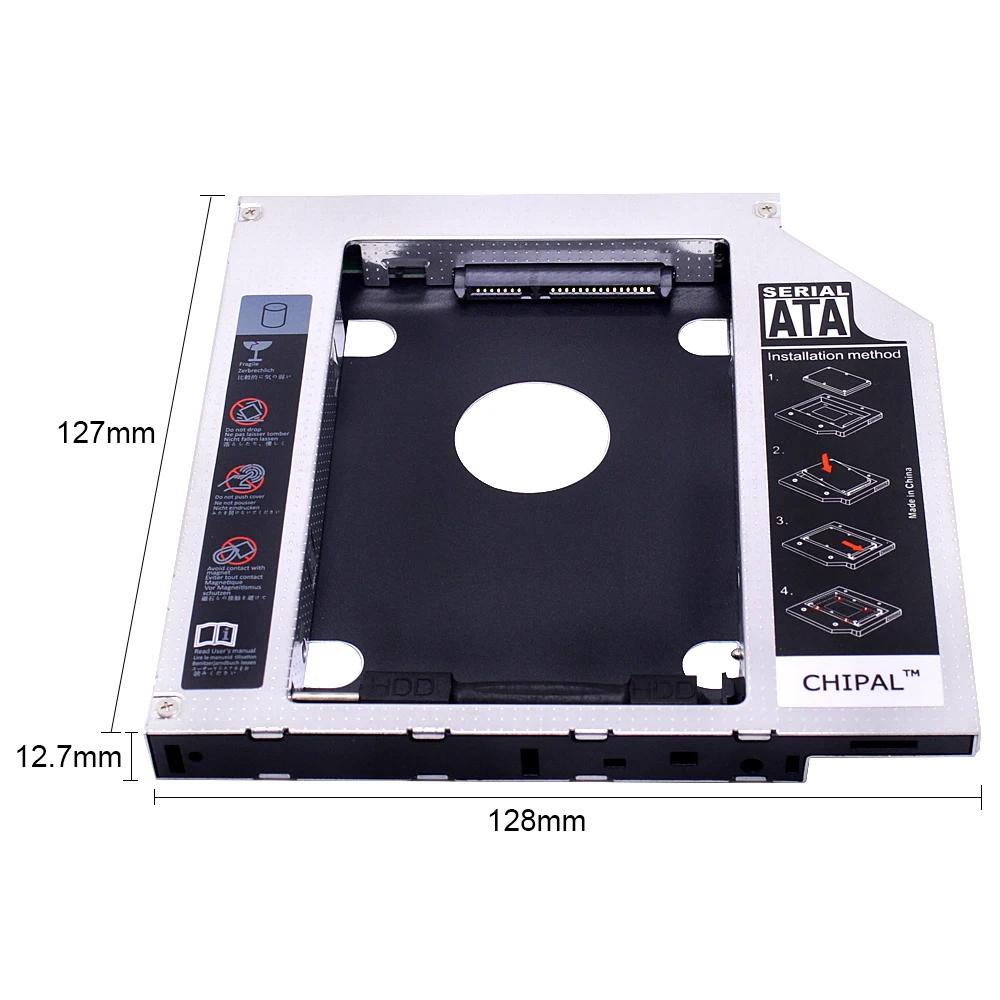 CHIPAL Алюминий сплав 2nd HDD Caddy 12 7 мм SATA 3 0 для 2 5 Inc SSD чехол HD Жесткий диск ноутбука CD ROM