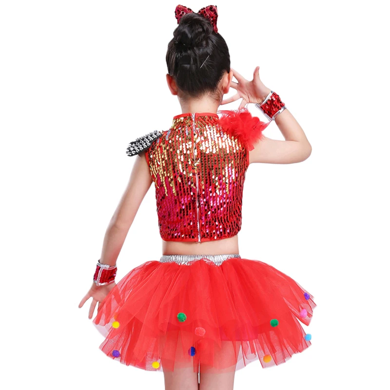 

Jazz Dance Sequins Children Fluffy Skirt Costume Boys and Girls Modern Dance Jazz Dance Hip-hop Sequins Performance Costumes Set