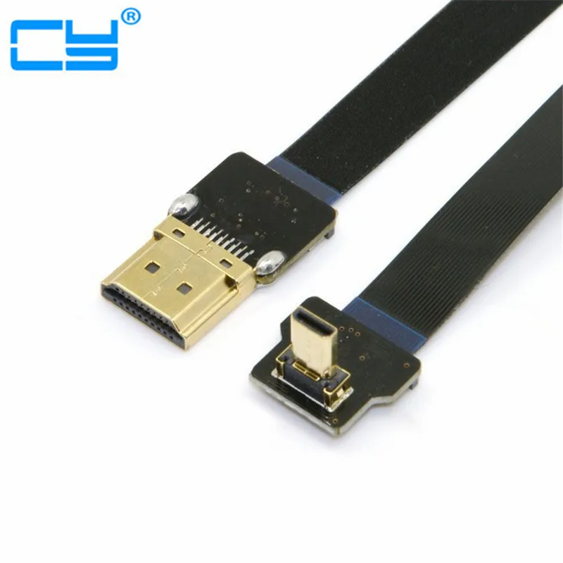 

Плоский кабель 0,1-1 м 90 градусов вверх под углом FPV Micro HDMI штекер к HDMI штекер FPC для GOPRO мультикоптера аэрофотосъемки 0,2 м 0,5 м