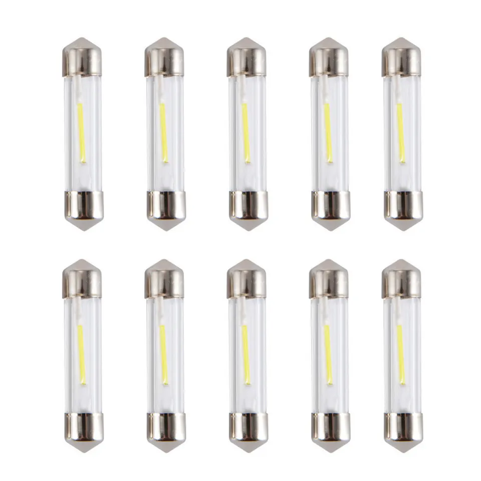 10Pcs/lot T10 C5W COB Car Led Bulbs 31MM 36MM 39MM 41MM Interior Festoon Dome Reading Light Source White Side License plate | Автомобили и
