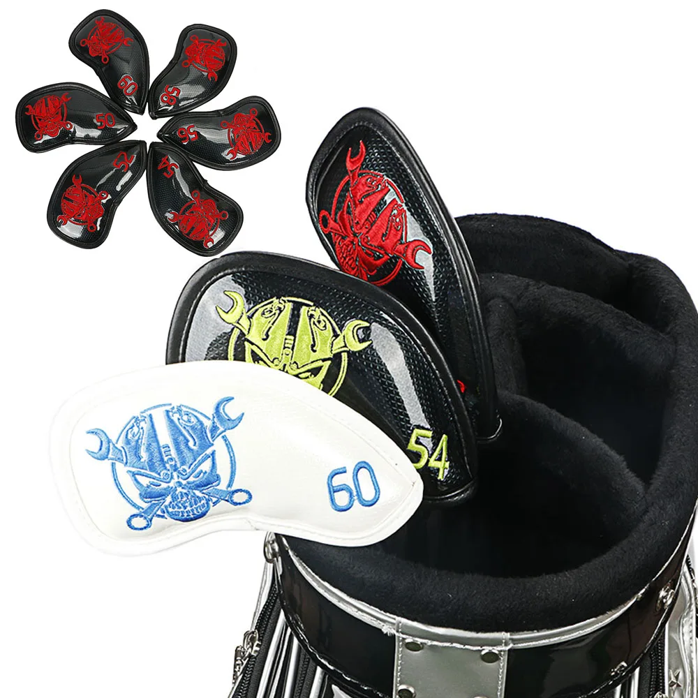 

Новые чехлы на танкетке для гольфа с черепом, 6 шт./компл., Защитные чехлы для клюшек для гольфа, бесплатная доставка