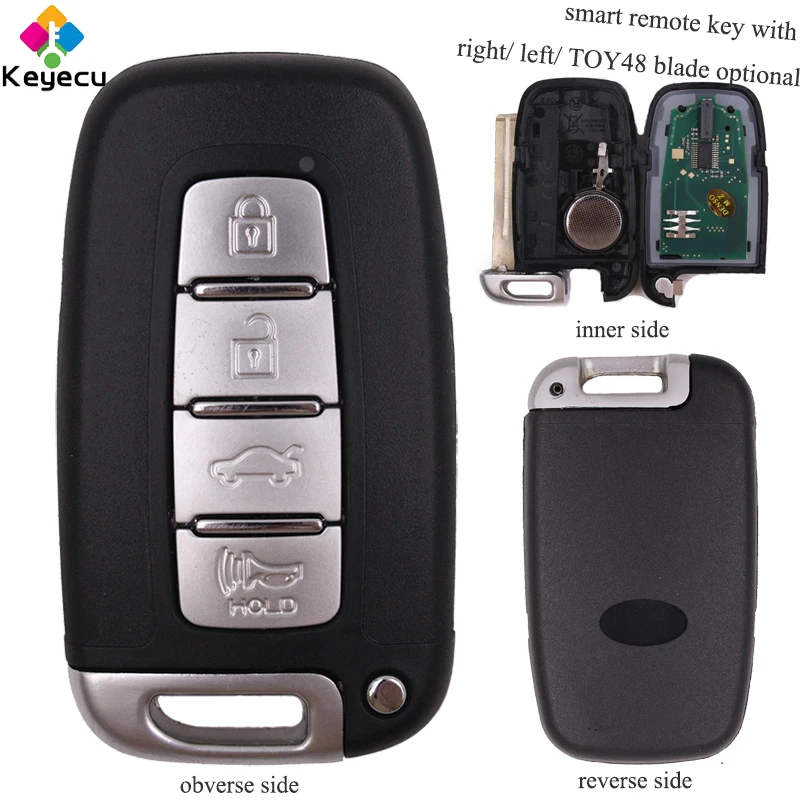 Сменная пара KEYECU Smart Remote Key-4 кнопки и 433 МГц ID46 чип правая/левая/TOY48 Blade-FOB для Hyundai I30