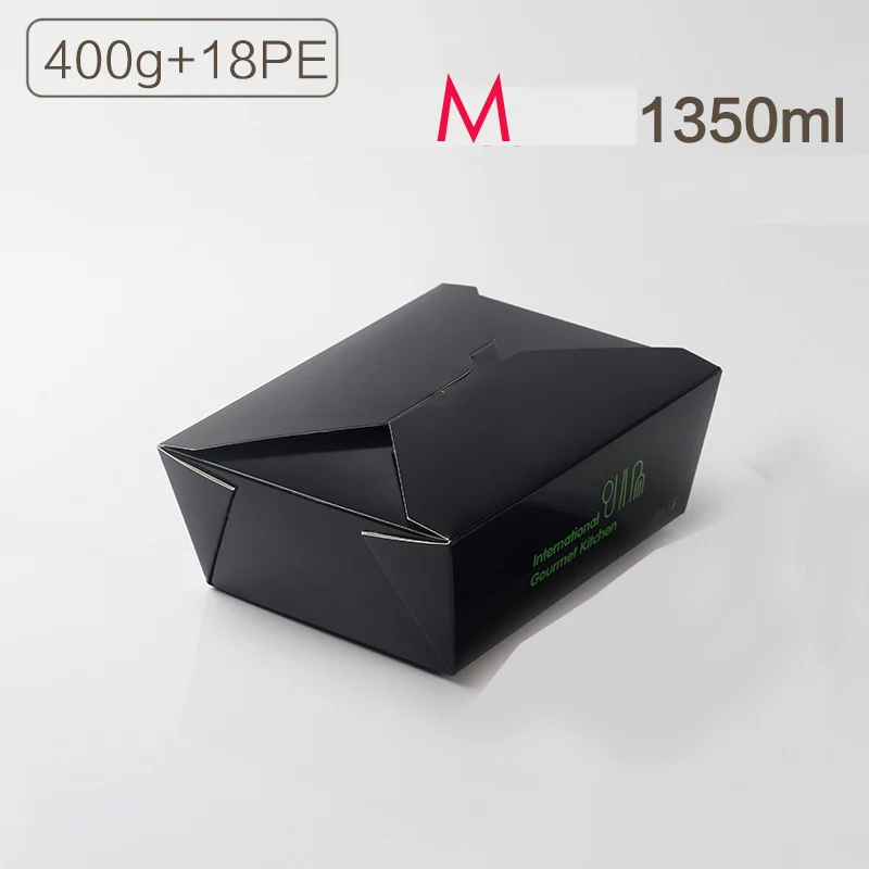 Black M 500 шт для гурманов кухня одноразовая пища контейнеры бумажная упаковочная коробка еда для магазин фастфуда поставщик ресторана - Цвет: Black M