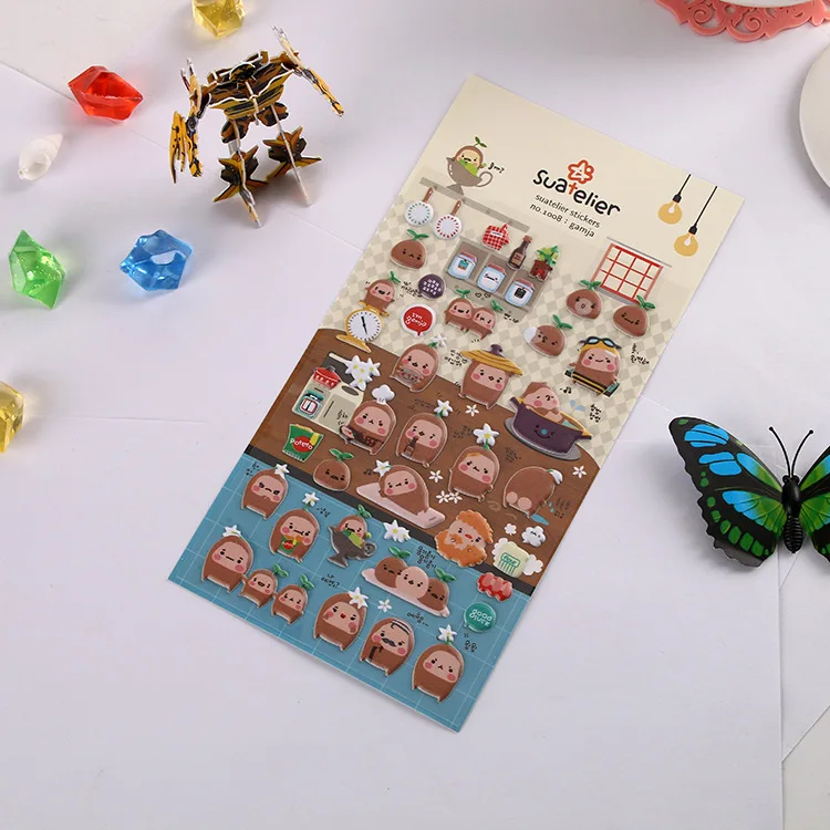 5 Лист 'Милый Картофель' Мультфильм Наклейки Детские Игрушки 3D Kawaii Дневник