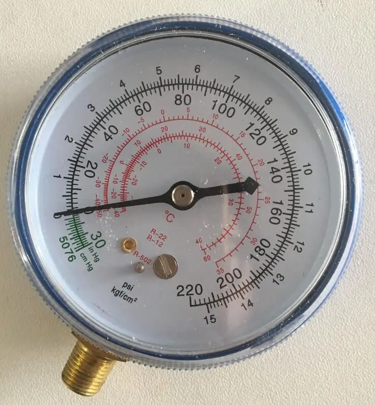 

1/8 "70 мм синий манометр охлаждения фрезона кондиционера низкого давления с низким R-12/R-22/R-502 (R-404A/R-134a) 0-220/350Psi 0-15/25 кг/см2