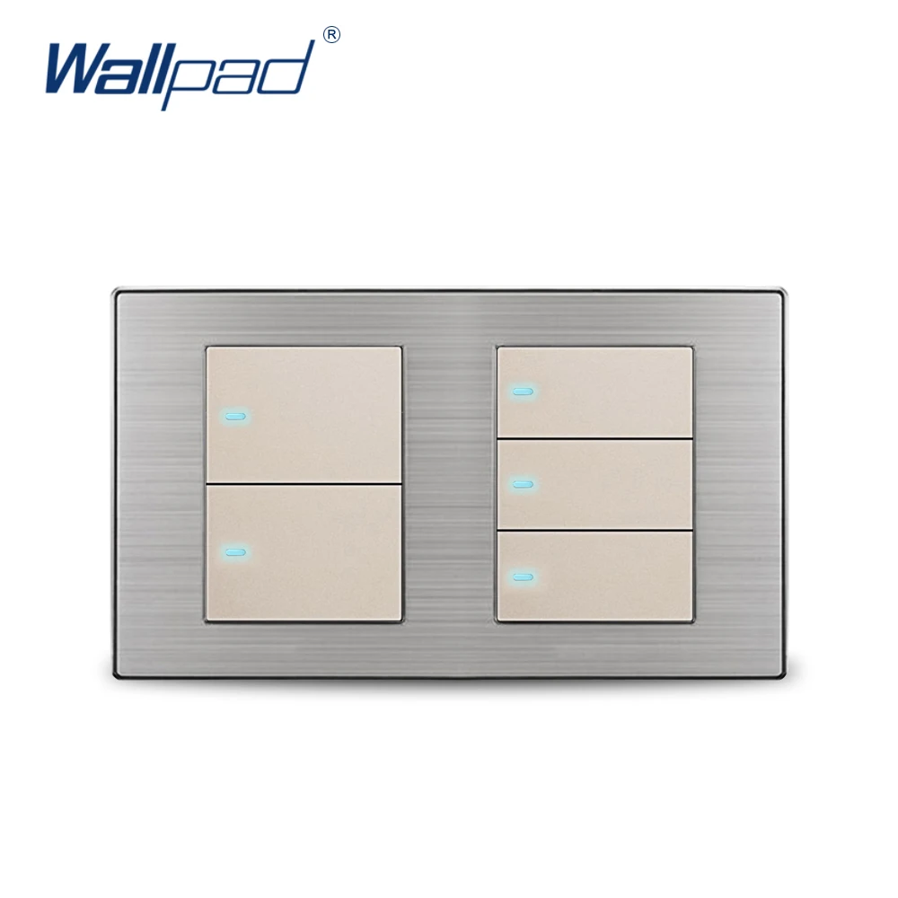 Wallpad 5 Gang 2 способ настенный выключатель с Светодиодный индикатор Роскошные
