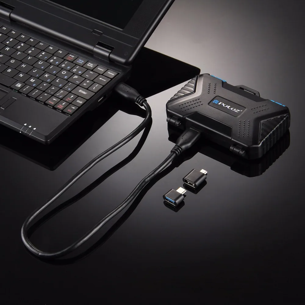PULUZ PU5004 считыватель карт памяти USB 3 0 SD CF TF ридер с OTG Fuction и 21 слота водостойкий sim