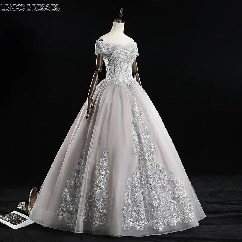 Светло серое платье с открытыми плечами для выпускного вечера Vestido Formatura Longo De Noite