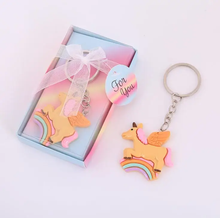 

Baby Birthday Party Giveaway Rainbow Unicorn Key Chain Newborn Baptism Baby Christening Souvenir SN1934