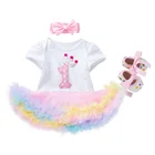 Платье на день рождения для девочек 1 год, наряд на первый день рождения, праздничные платья для девочек, платье-пачка для маленьких девочек, платье с мороженым, 3 шт.компл., повязка на голову