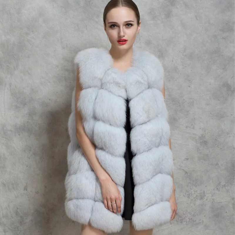 2019 Autumn And Winter New Whole Leather Fox Fur Grass Vest Vest In The Long Paragraph Slim Women'S Jacket New Square  Vest