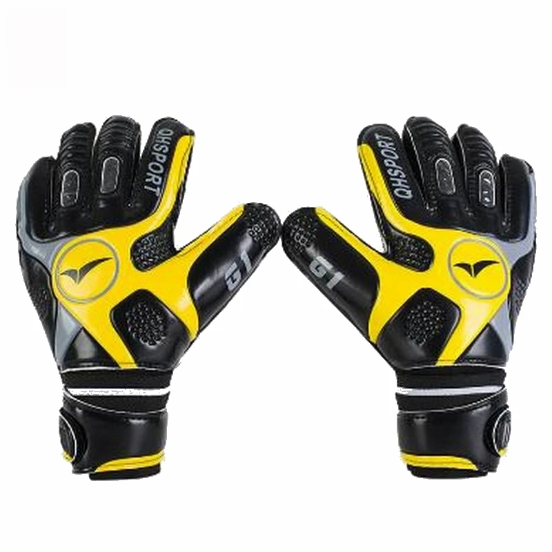 black yellow Утолщенные латексные ПВХ профессиональные детские мужские вратарские перчатки, футбольные 5 пальцев, сохраняющие охранники, Вратарские футбольные перчатки - Цвет: black yellow