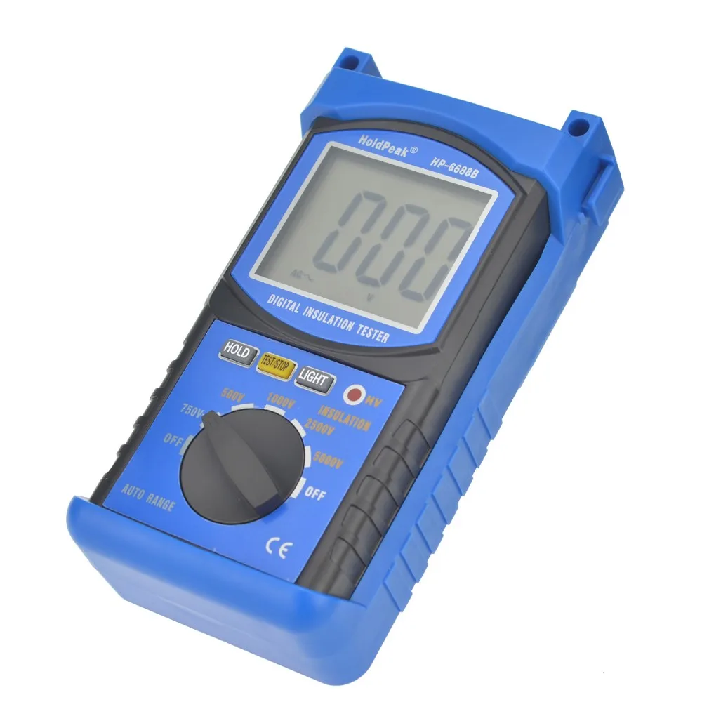 HoldPeak HP-6688B 6688B тестер сопротивления изоляции 6688B переносной цифровой 1000 в 5000 в Автоматический диапазон ом тестер Мегаомметр подарок