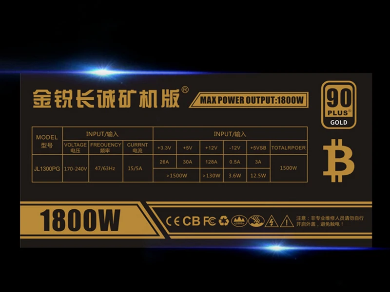 Зимняя распродажа ASIC Майнинг 1600 Вт блок питания для ПК ATX PSU Bitcoin Майнер Ethereum 6