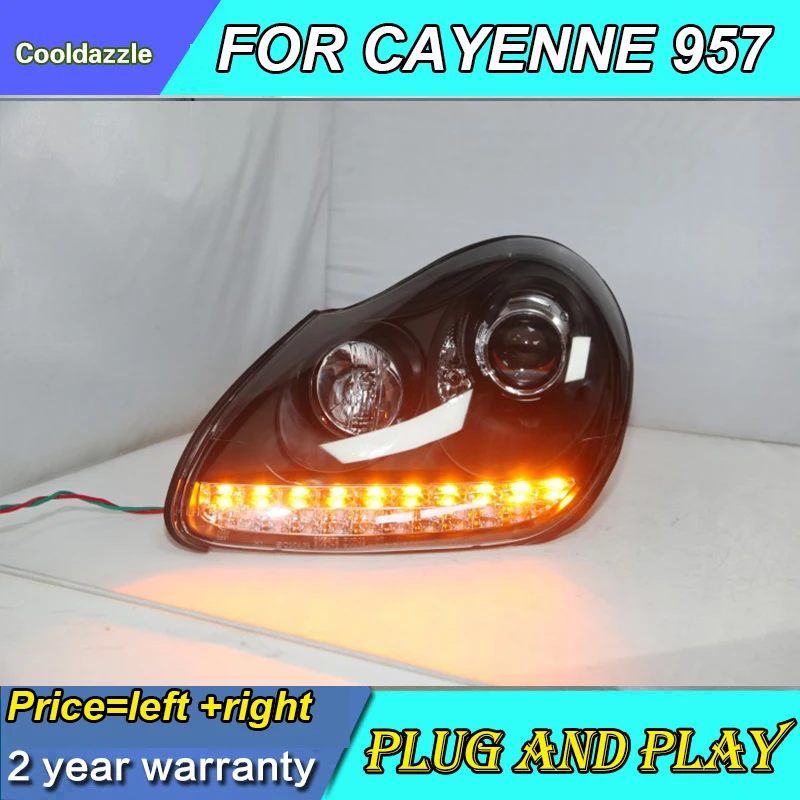 Светодиодный головной фонарь для Porsche Cayenne, передние фары 2004, 2005, 2006 лет, передние фары с дневными ходовыми огнями
