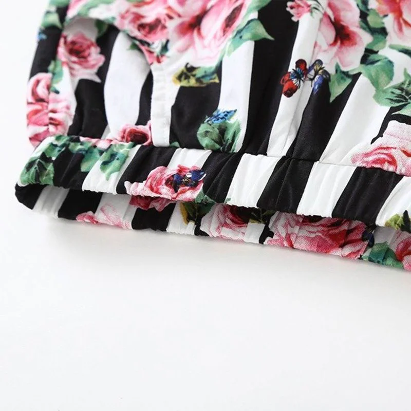 Новинка 2019 года летний детский комплект хлопковый с полосатым принтом на