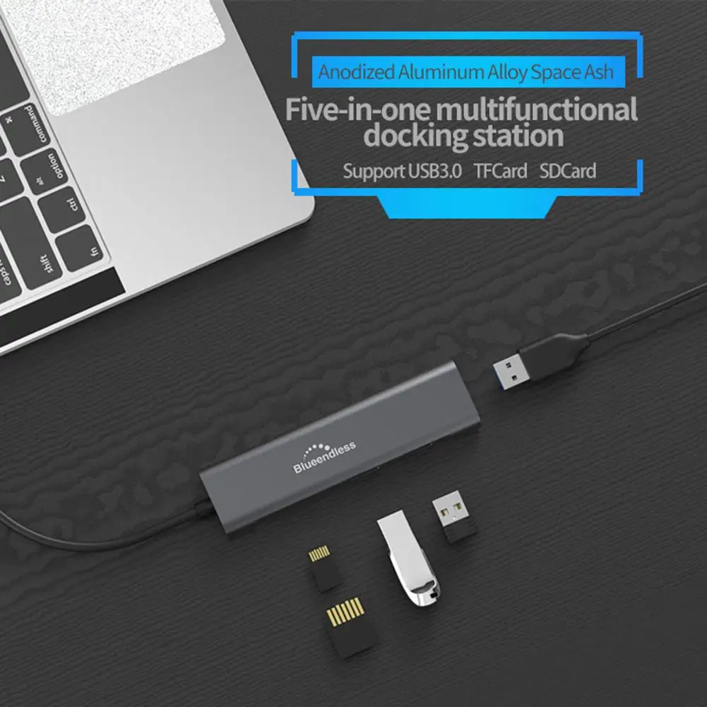 Для Blueendless 5-в-1 концентратор USB/TYPE-C многофункциональная док-станция USB3.0 TF слот для карты SD 5Gbp/s конвертер коэффициент расширения концентратор